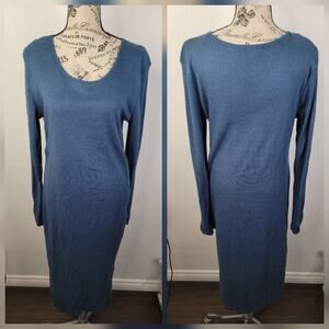 Pretty Angel Maxi Dress Large Linen Blend Long Sleeves Beachy Coastal Lagenlook